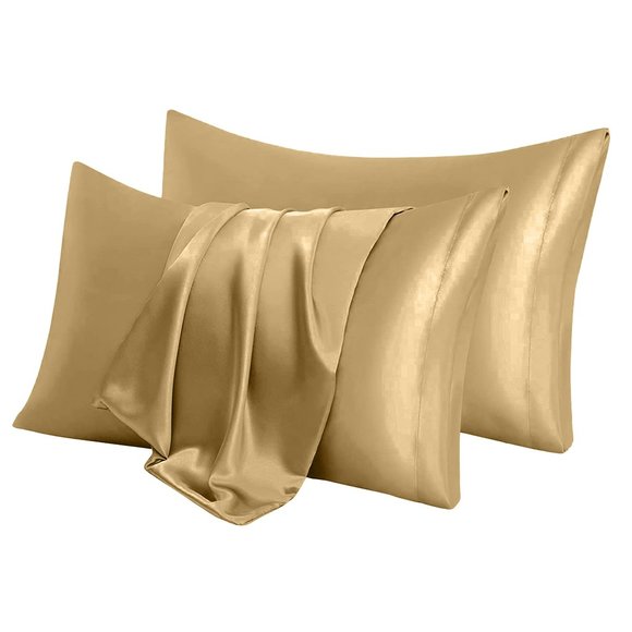 Oussum Silky Satin Cream Pillow Case for Home Decor Pillowcase Set of 2 - Picture 10 of 11